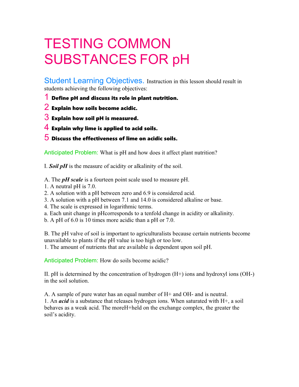 1 Define Ph and Discuss Its Role in Plant Nutrition