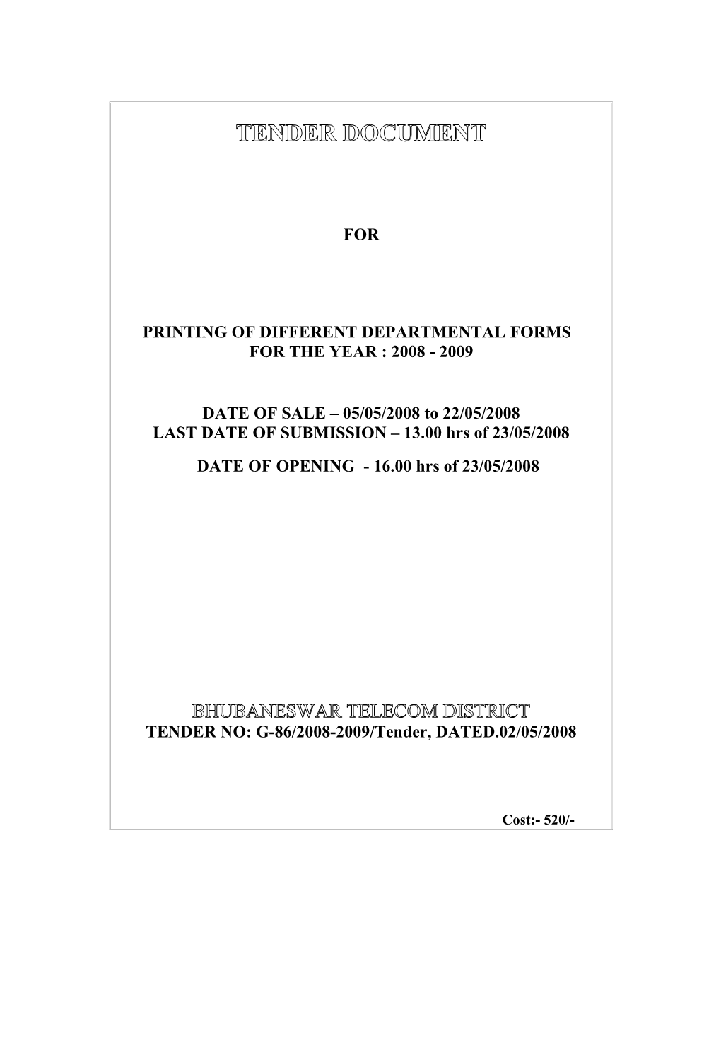 Printing of Different Departmental Forms