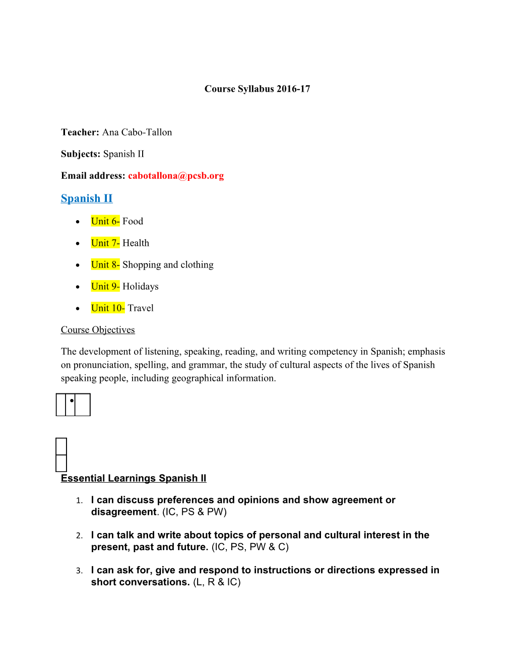 Course Syllabus 2016-17