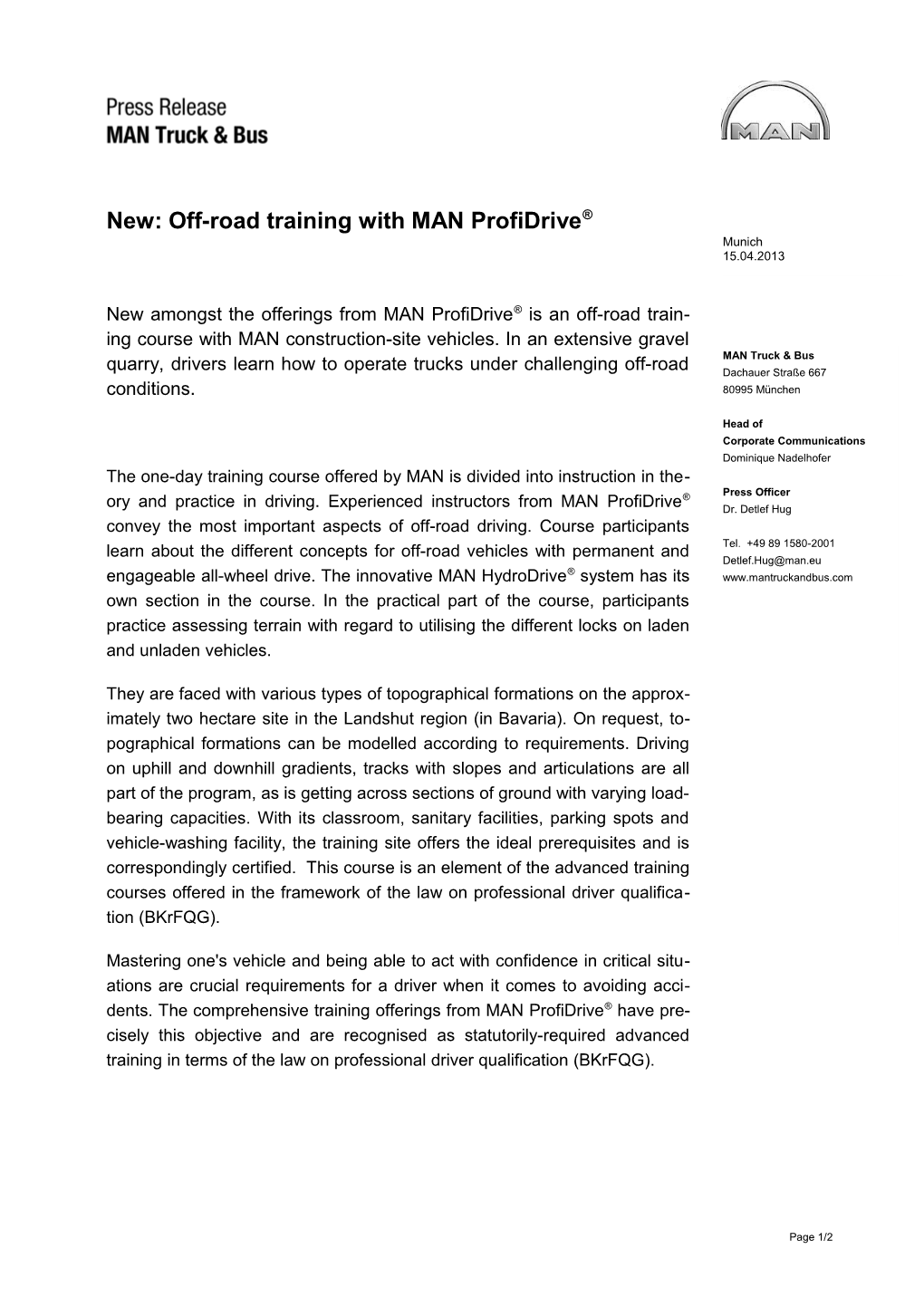 New: Off-Road Training with MAN Profidrive