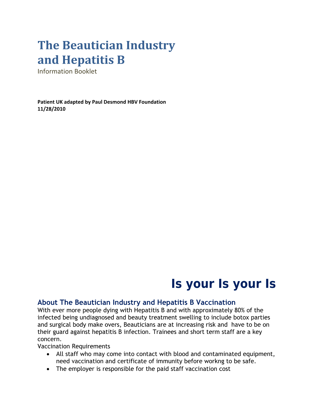 The Beautician Industry and Hepatitis B