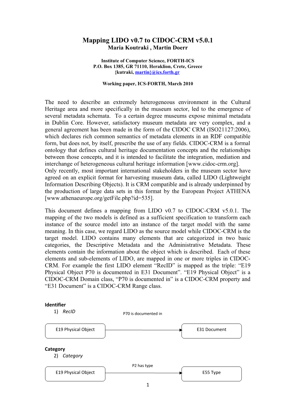 Mapping LIDO V0.7 to CIDOC-CRM V5.0.1