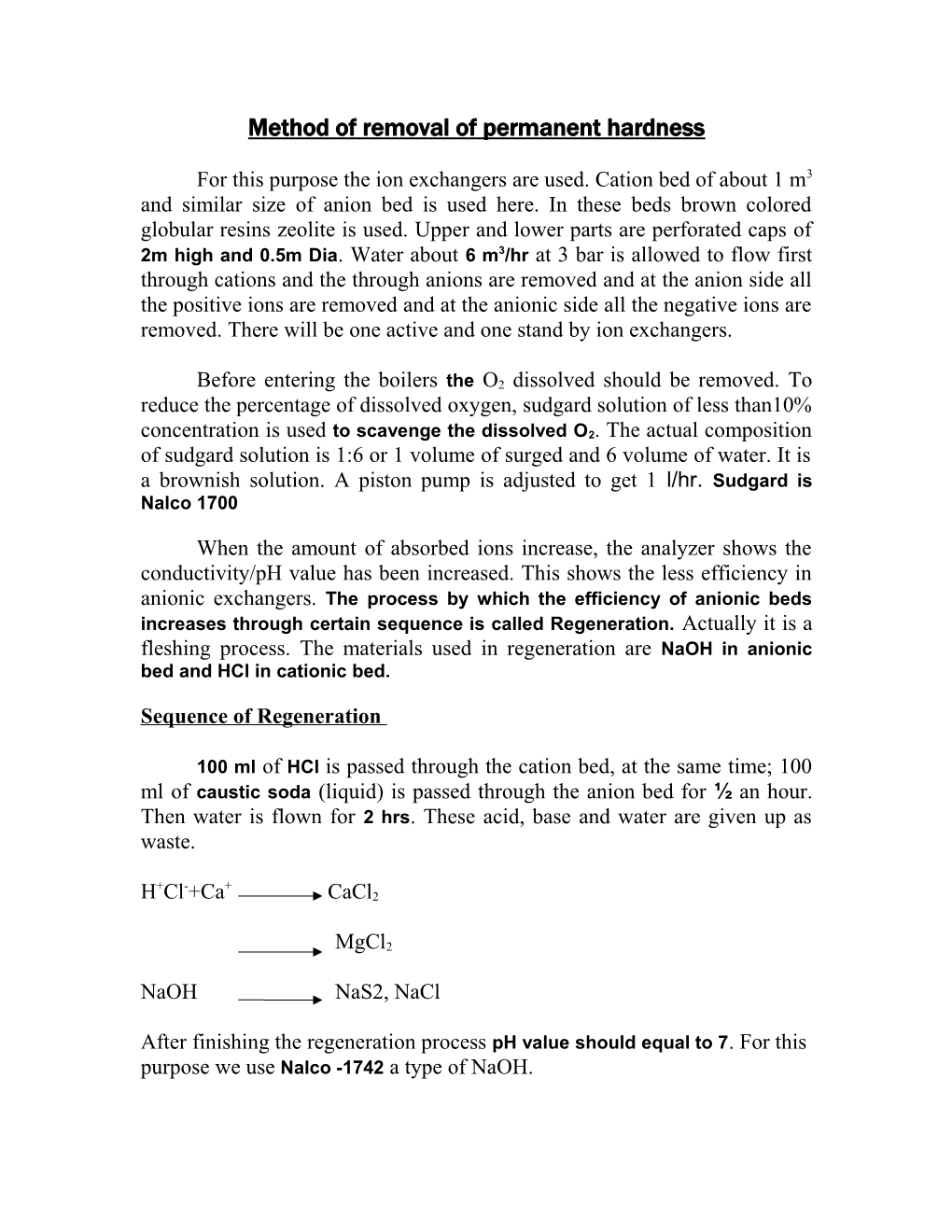 Method of Removal of Permanent Hardness