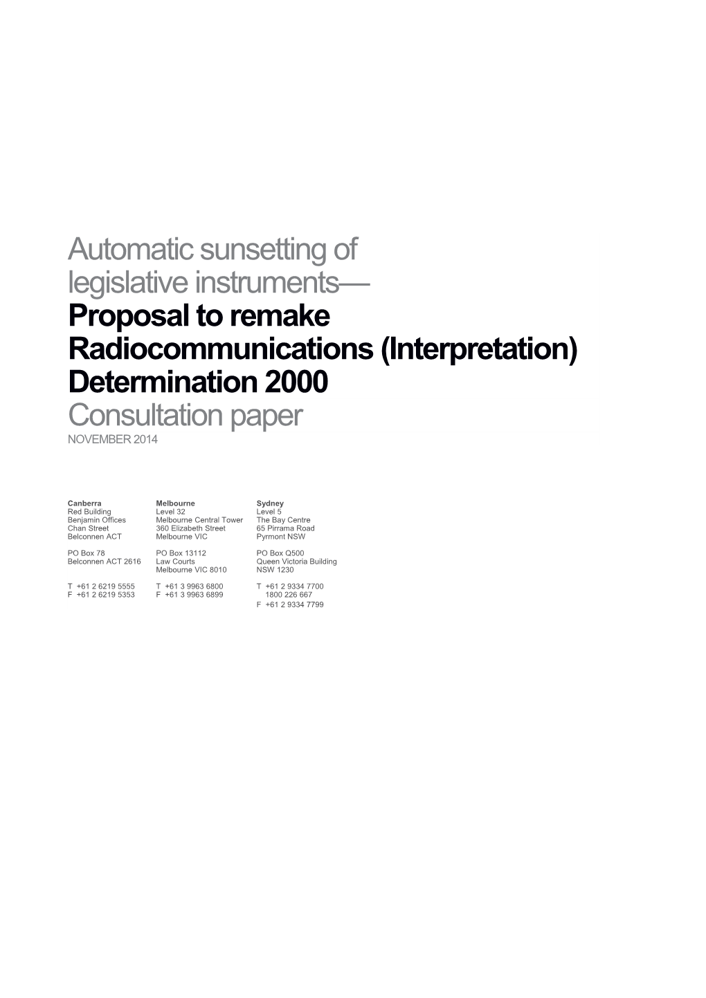 LSD Consultation Template - Sunsetting