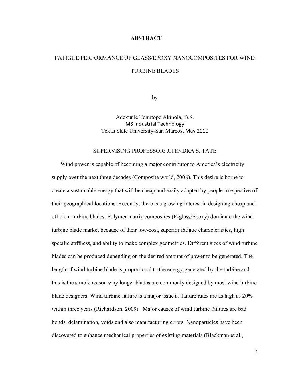 Fatigue Performance of Glass/Epoxy Nanocomposites for Wind Turbine Blades