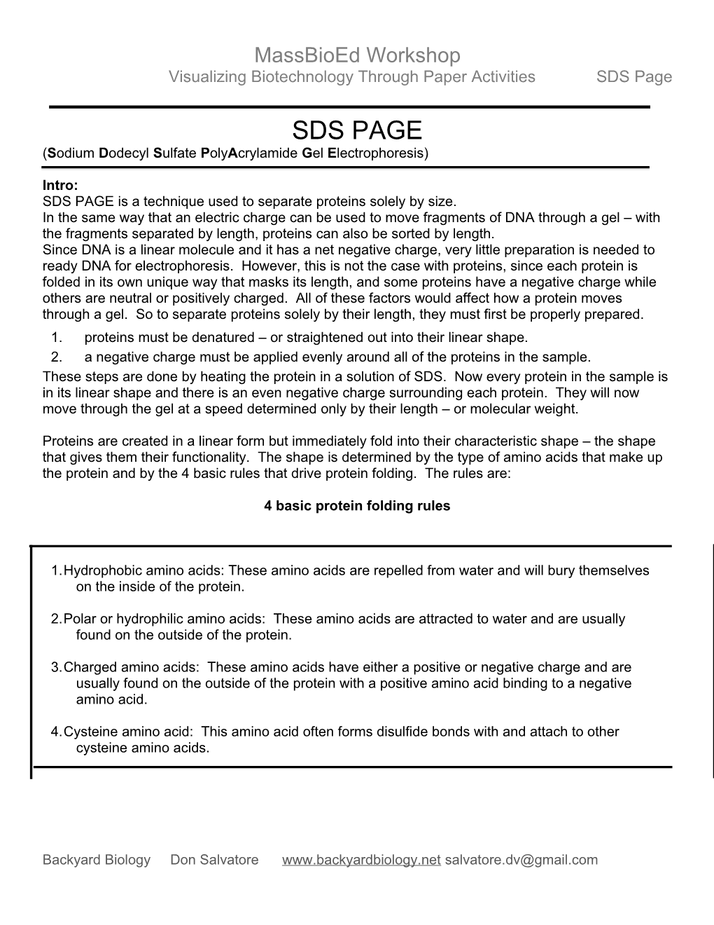 Visualizing Biotechnology Through Paper Activities SDS Page