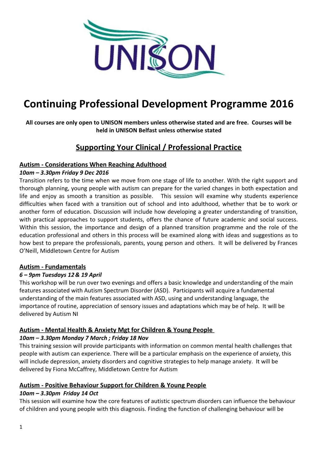 Continuing Professional Development Programme 2016