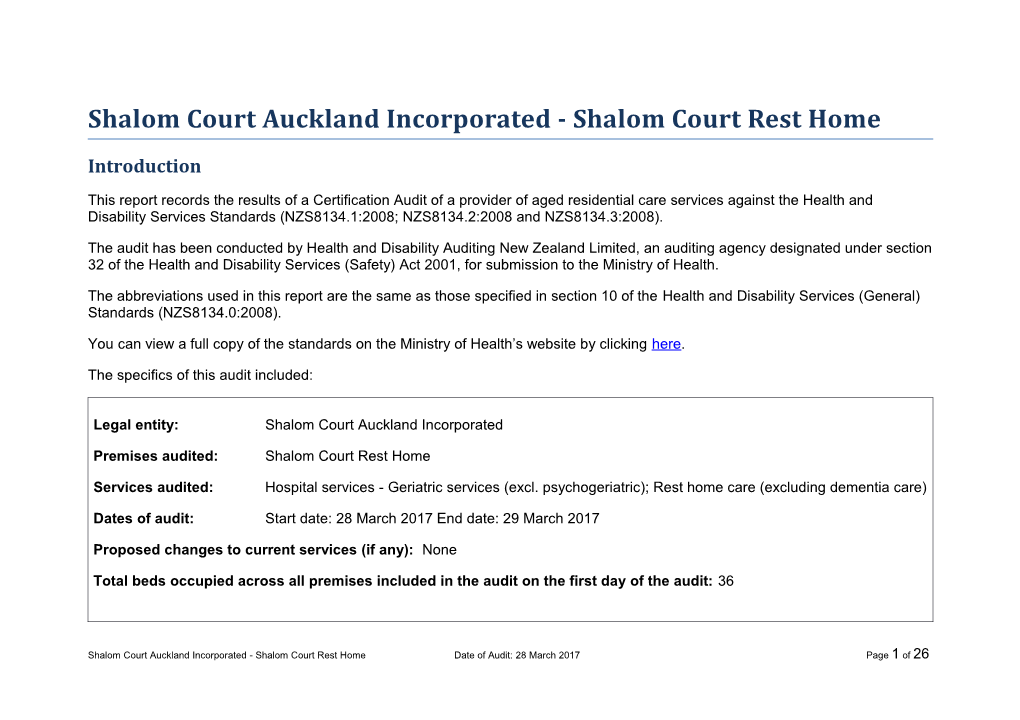 Shalom Court Auckland Incorporated - Shalom Court Rest Home
