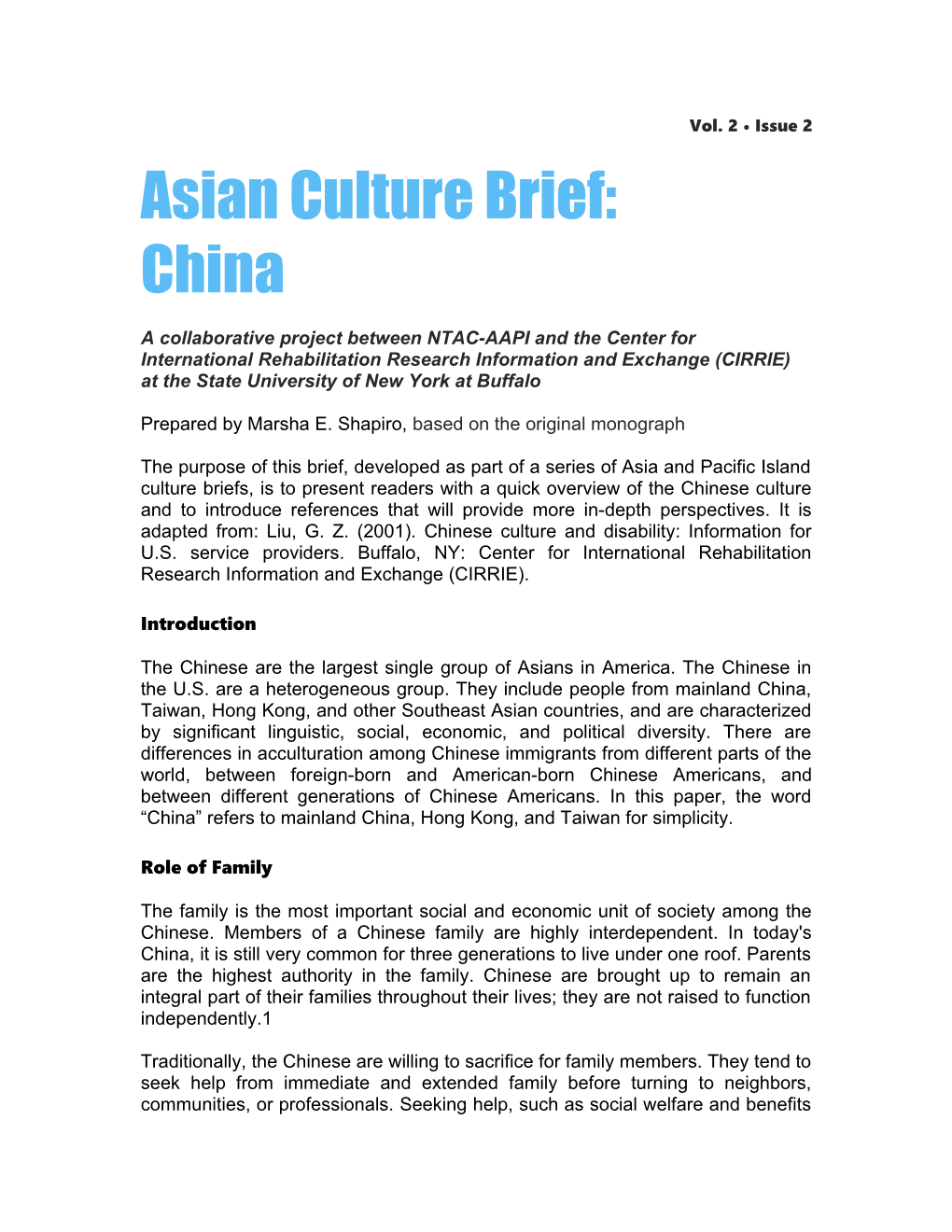 Asian Culture Brief