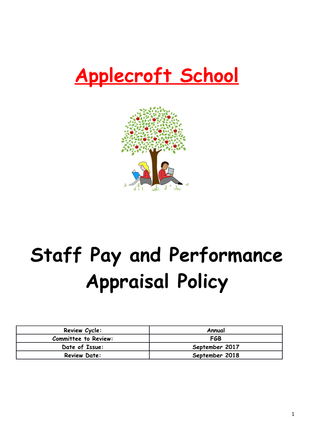 Staff Pay and Performance Appraisal Policy