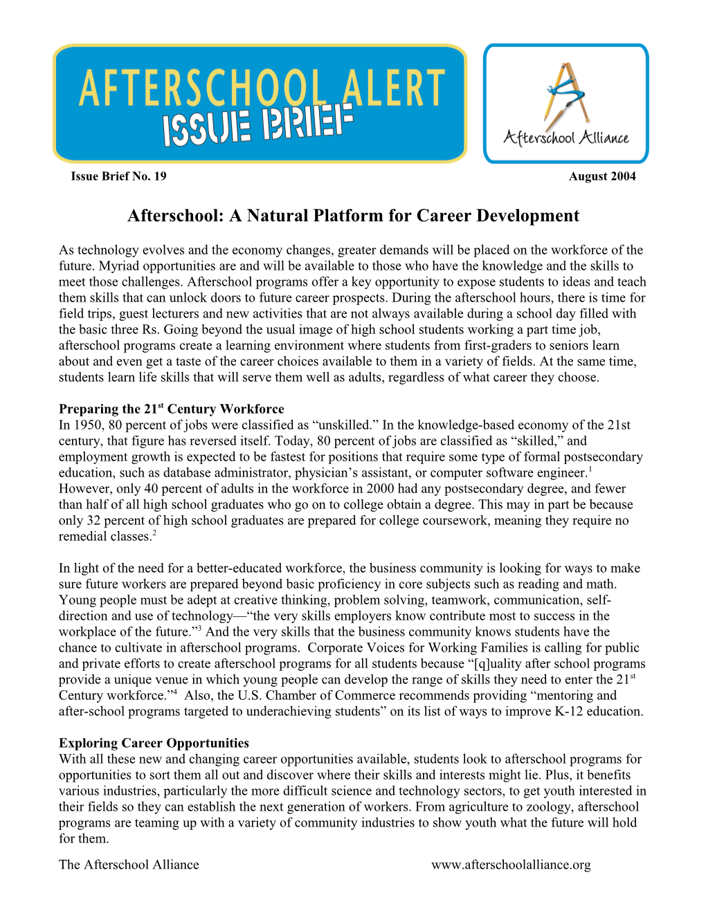 Afterschool Programs and Career Development
