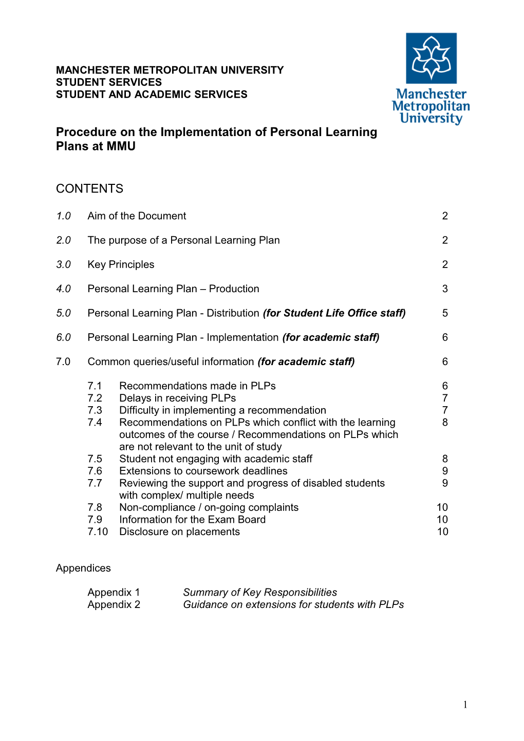 Guidelines for the Distribution and Implementation of Personal Learning Plans for Disabled