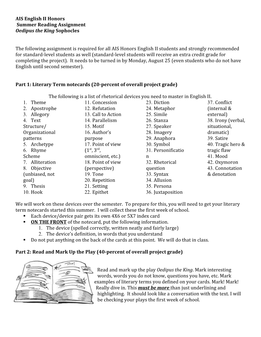 AIS - English 2 - Fox - Summer Assignment