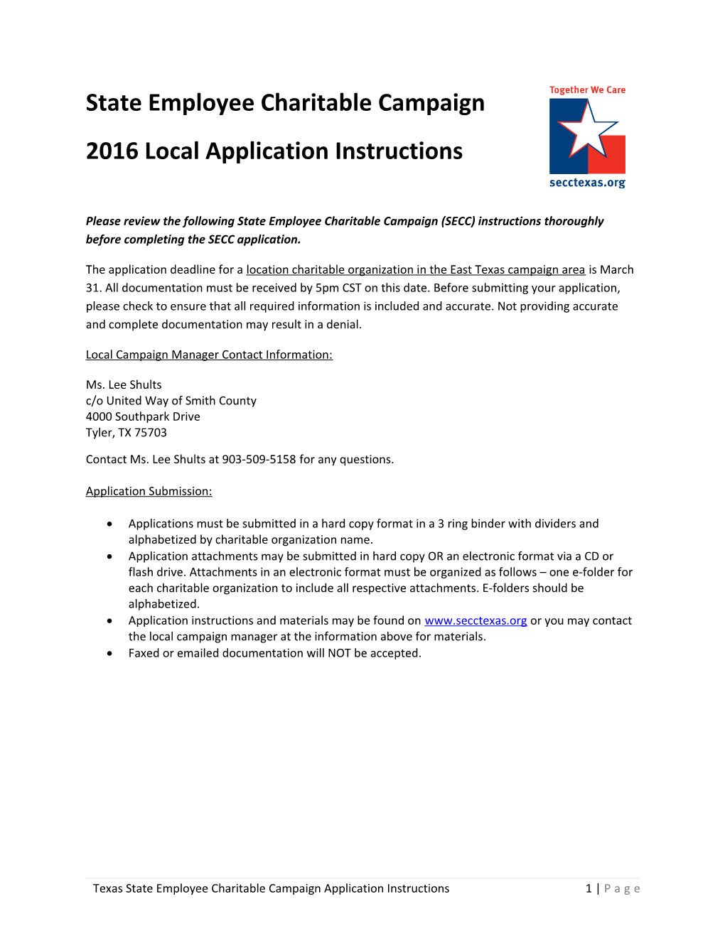 2016 Local Application Instructions