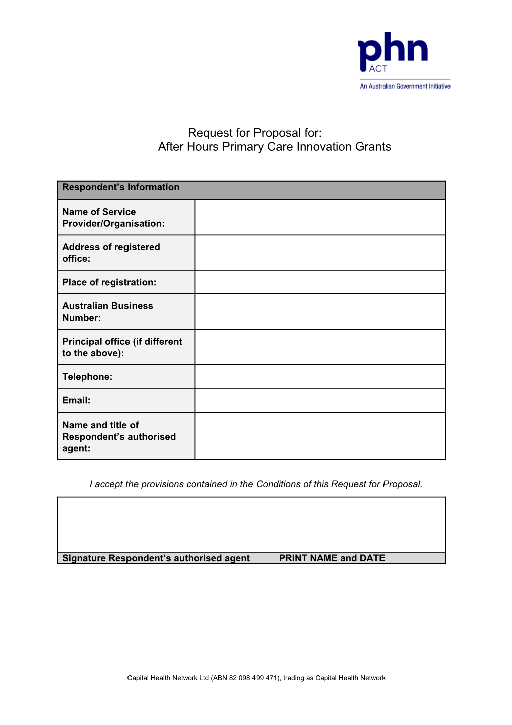 Request for Proposalfor: After Hours Primary Care Innovation Grants