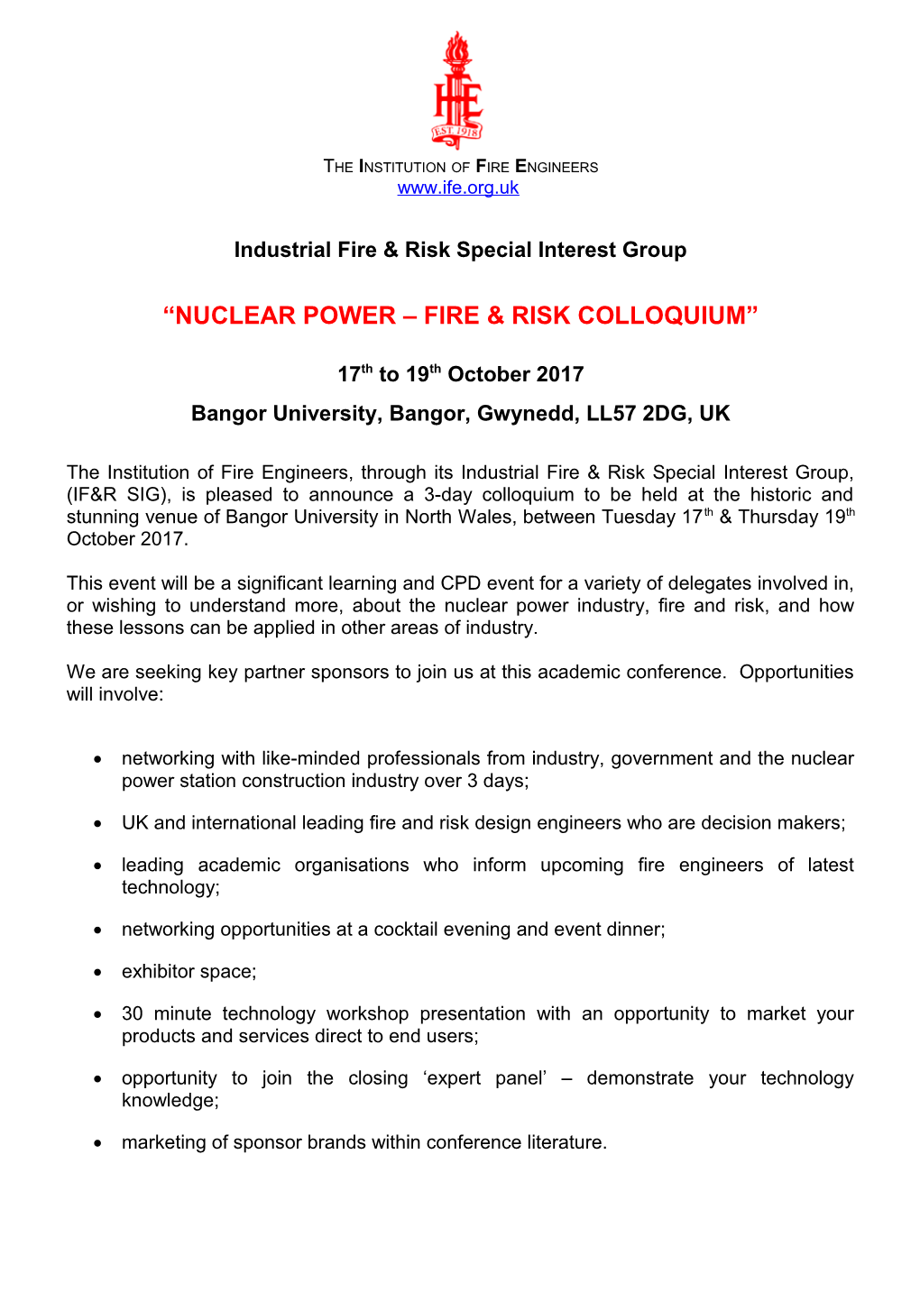 Industrial Fire & Risk Special Interest Group