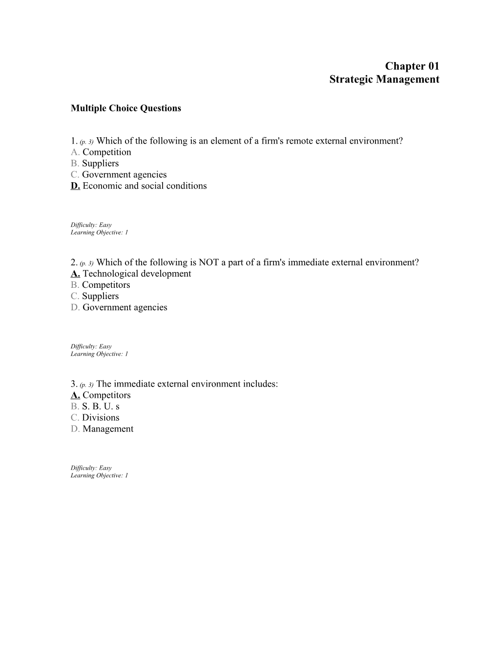 Chapter 01 Strategic Management
