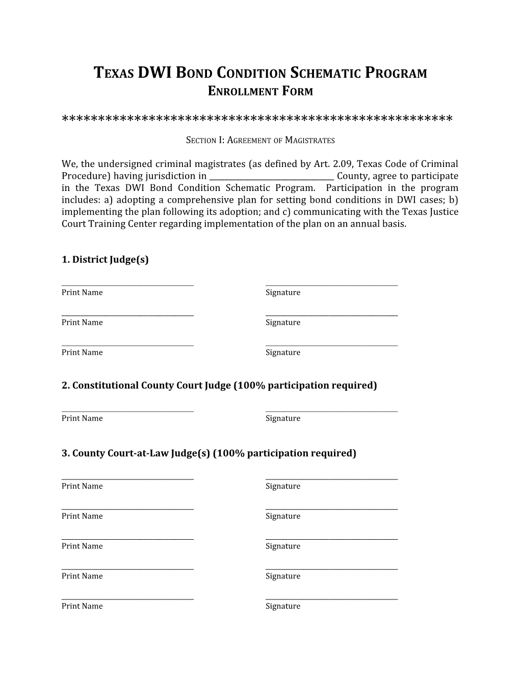 Texas DWI Bond Condition Schematic Program