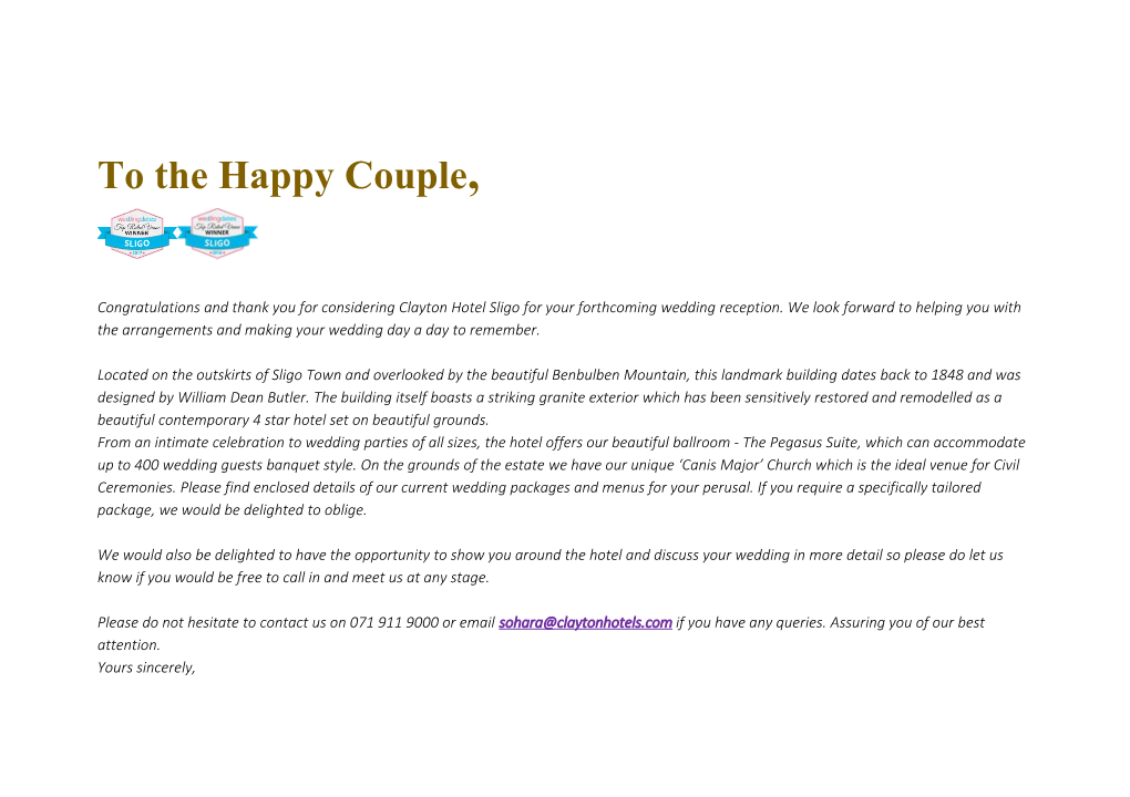 To the Happy Couple