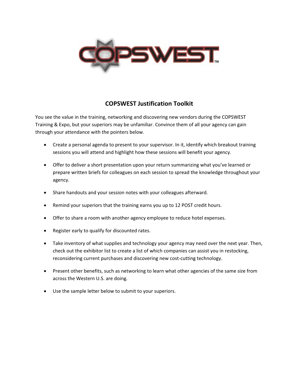 COPSWEST Justification Toolkit