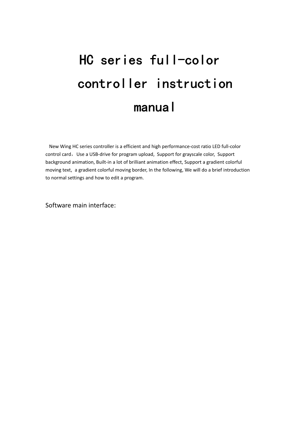 HC Series Full-Color Controller Instruction Manual