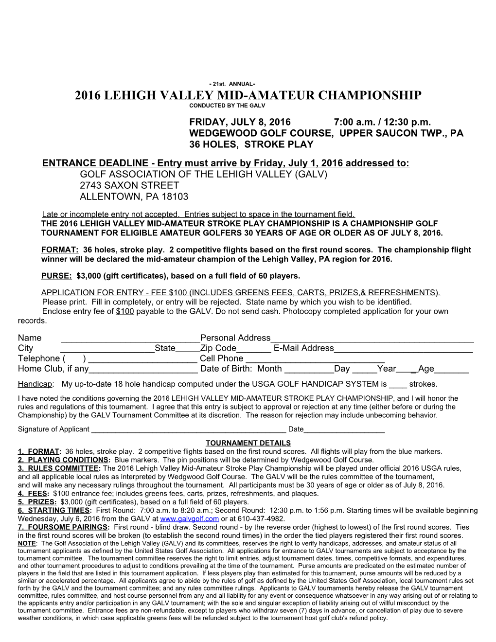 2016 Lehigh Valley Mid-Amateur Championship
