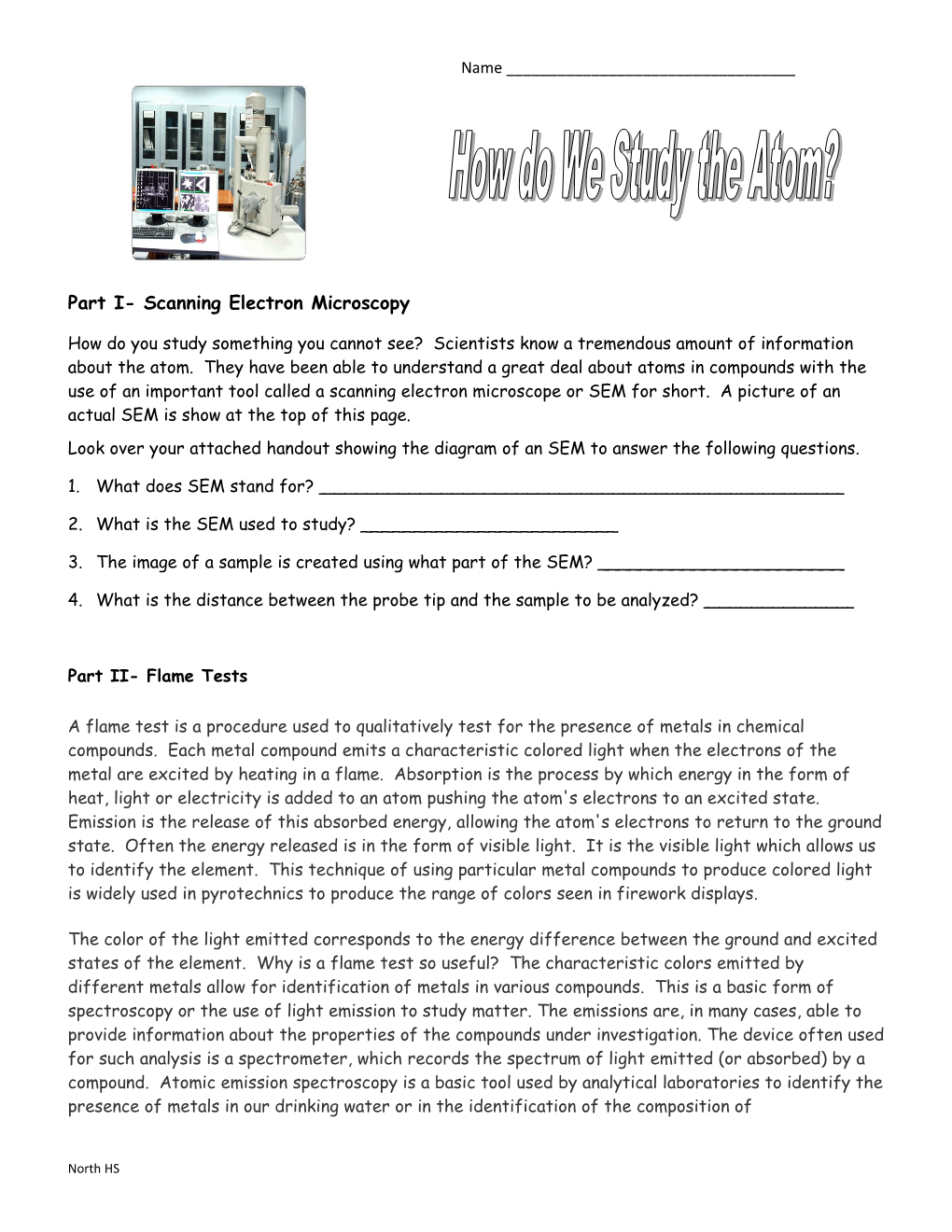 Part I- Scanning Electron Microscopy