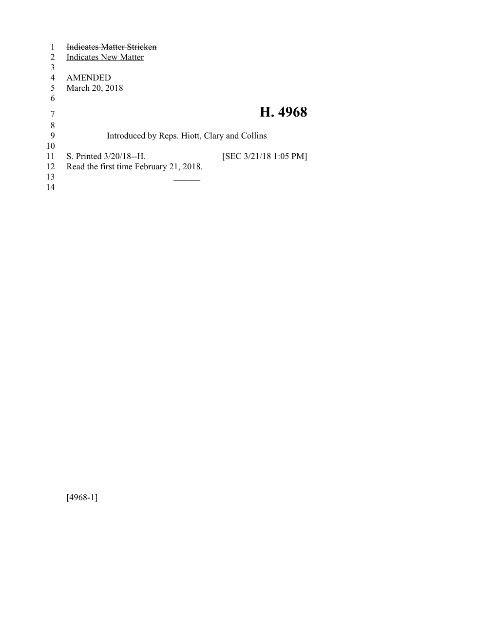 2017-2018 Bill 4968 Text of Previous Version (Mar. 21, 2018) - South Carolina Legislature Online