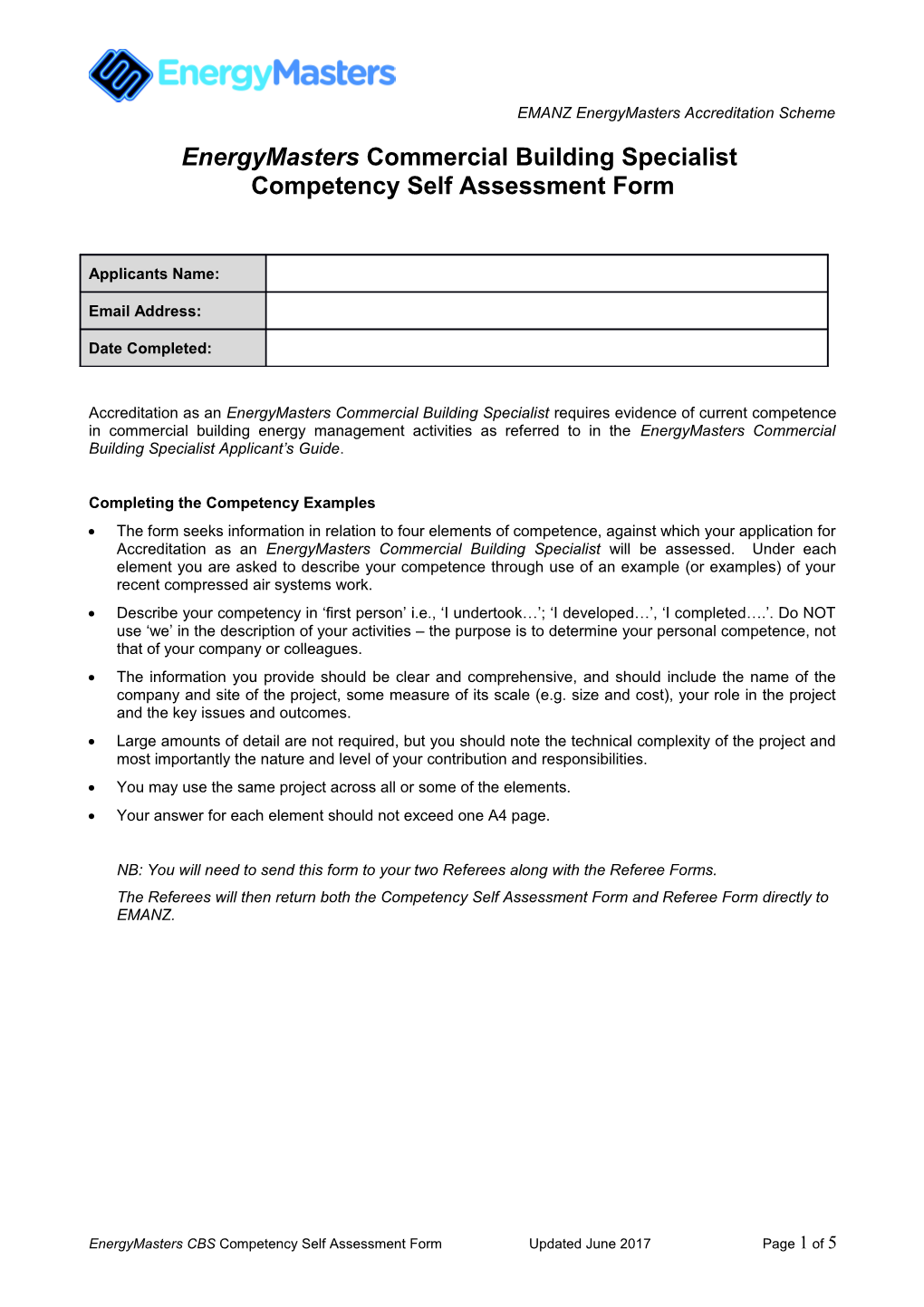 Energymasterscommercial Building Specialist Competency Self Assessment Form