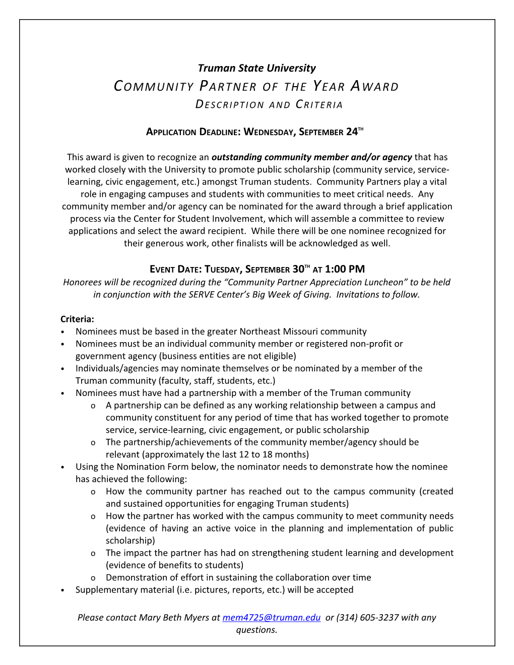 Campus/Community Partnership Award