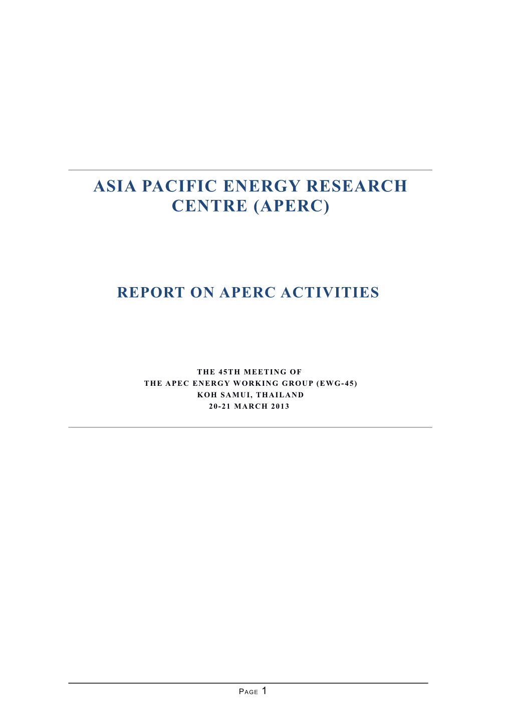 Asia Pacific Energy Research Centre (APERC)