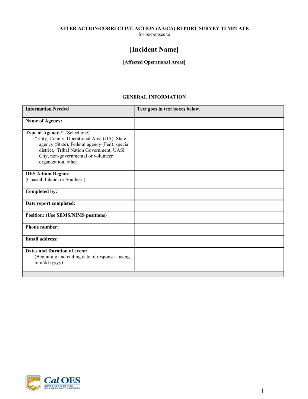 State Agency AAR Template