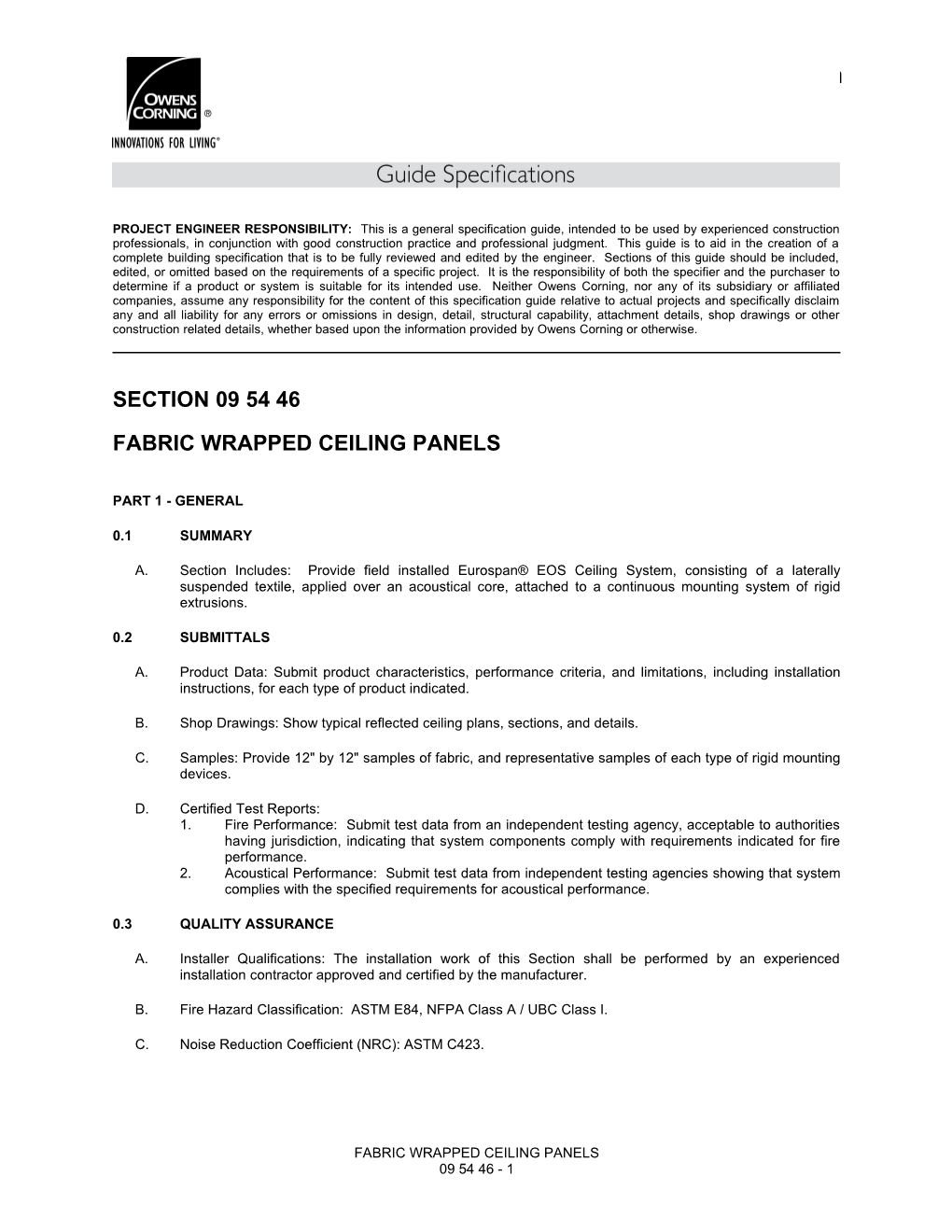 09 54 46 - Eurospan EOS Ceiling System