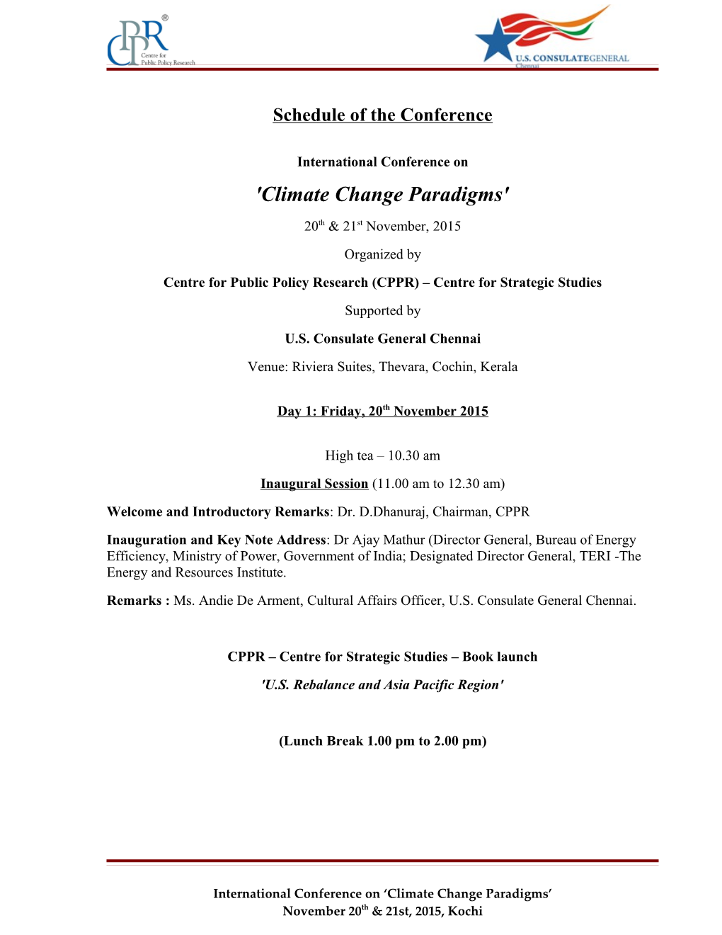 Schedule of the Conference 2014