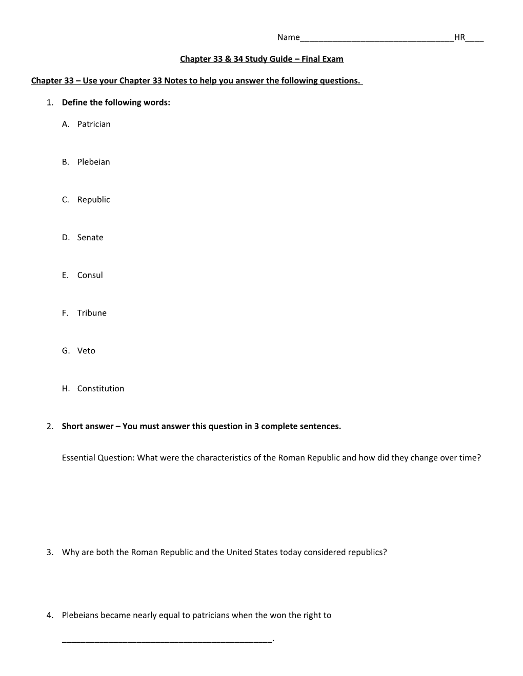 Chapter 33 & 34 Study Guide Final Exam