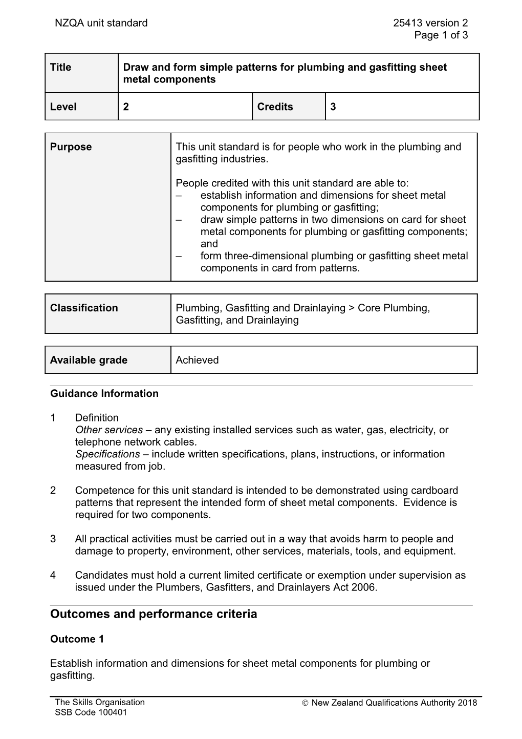 25413 Draw and Form Simple Patterns for Plumbing and Gasfitting Sheet Metal Components