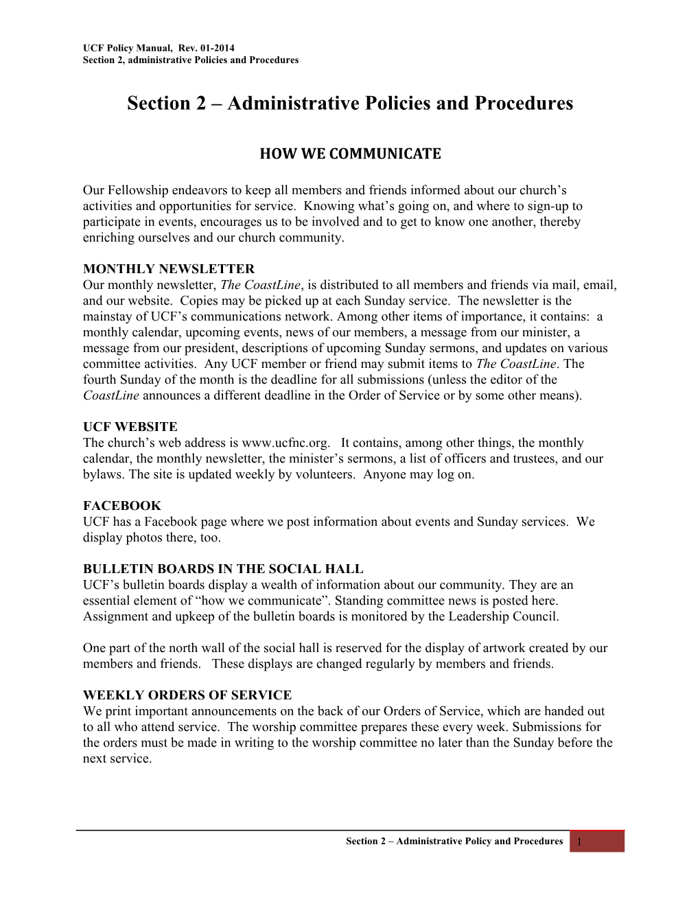UCF Policy Manual, Rev. 01-2014