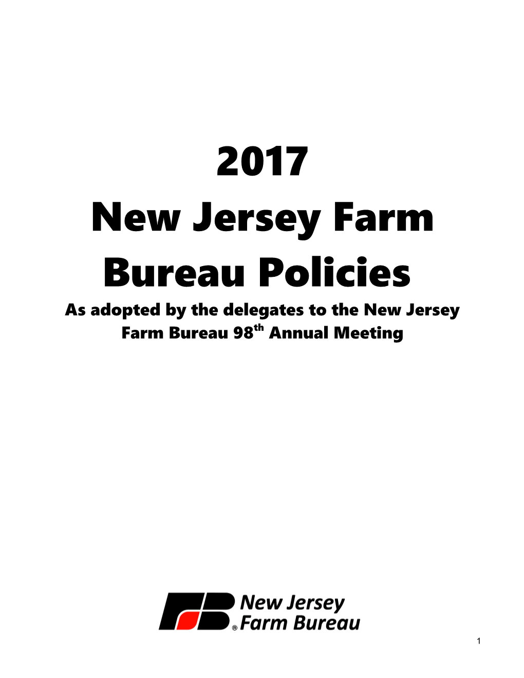 New Jersey Farm Bureau 2013 Policies