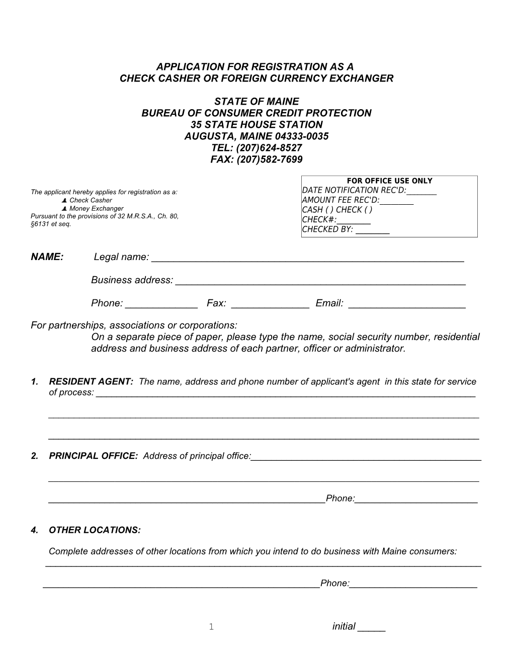 Application for Registration As A