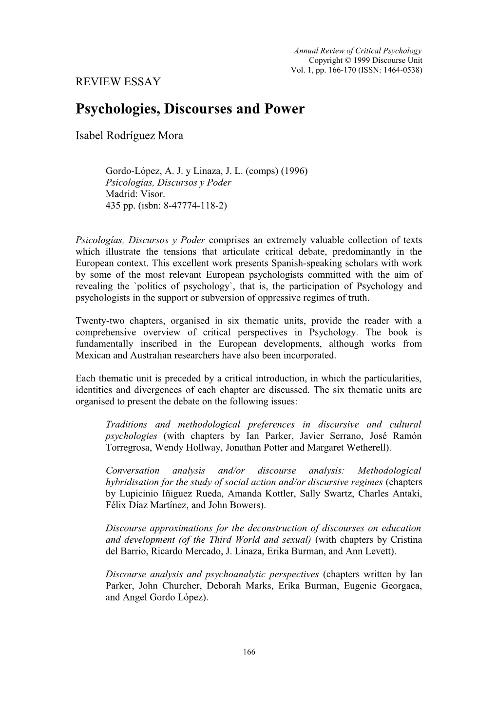 Annual Review of Critical Psychology