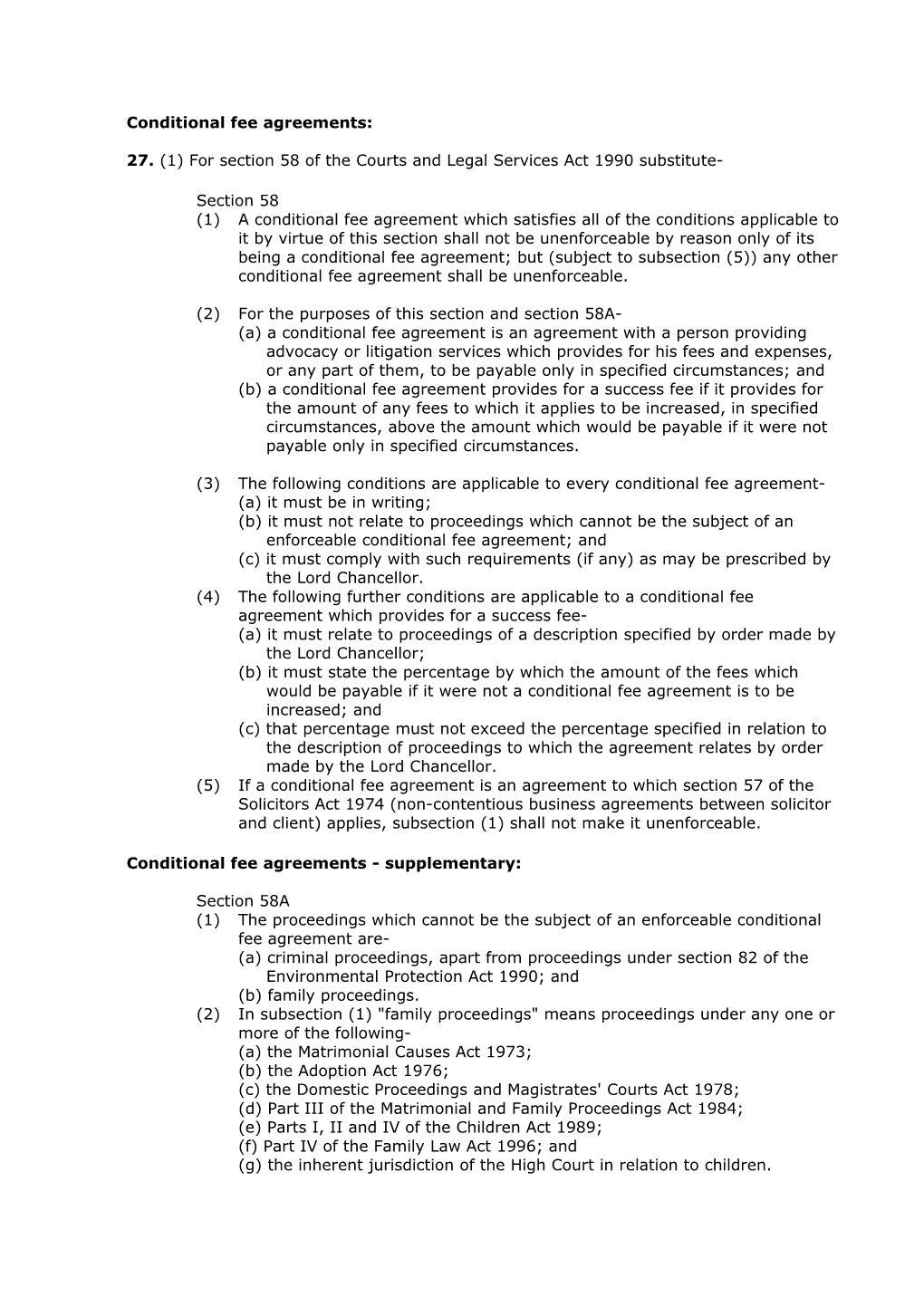 Conditional Fee Agreements