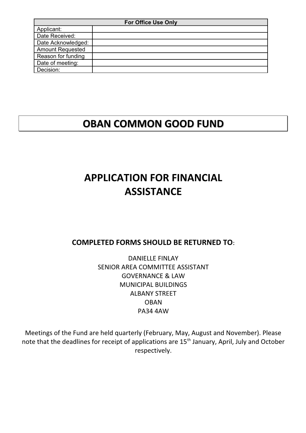 Oban Common Good Fund