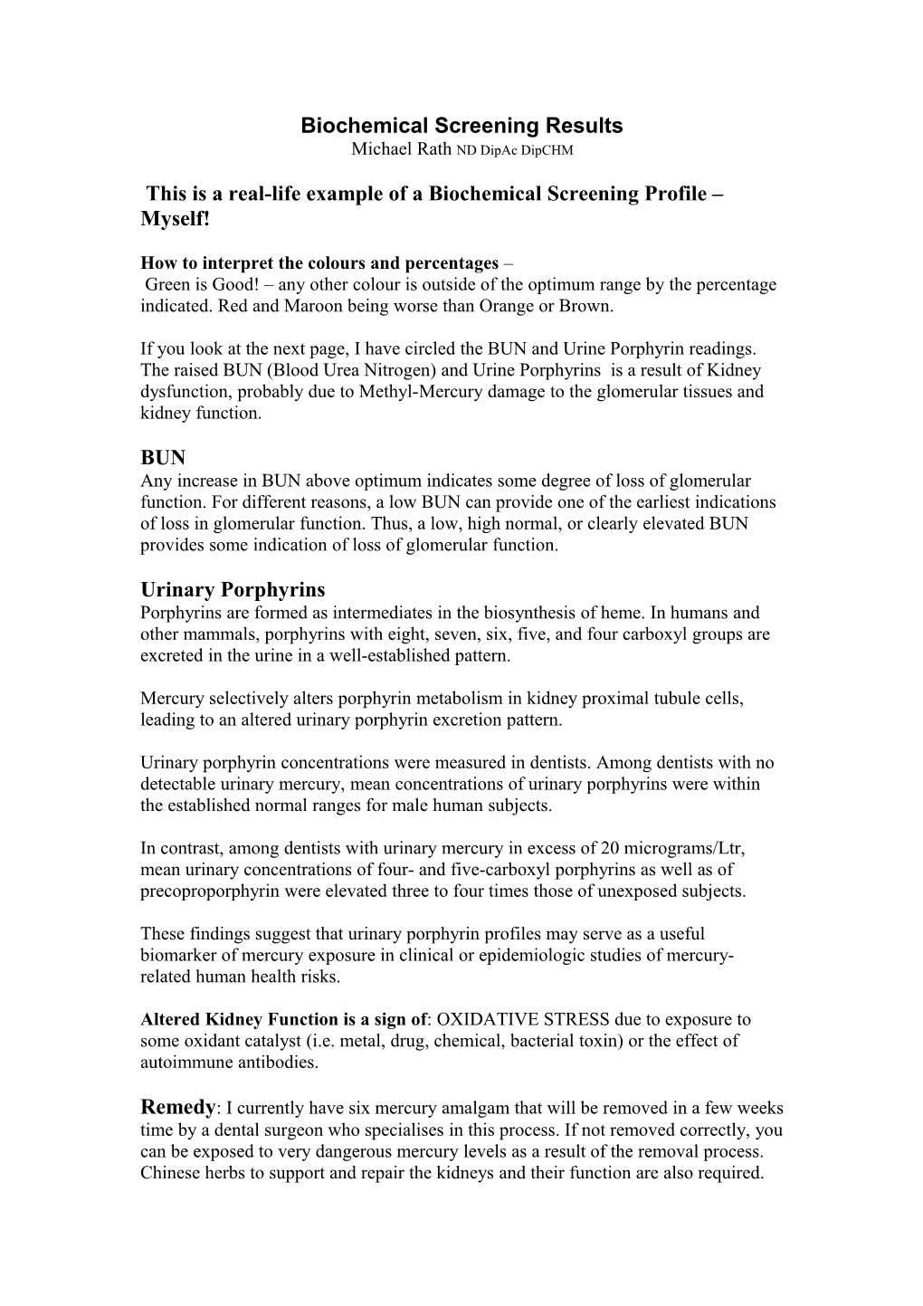 Biochemical Screening Results