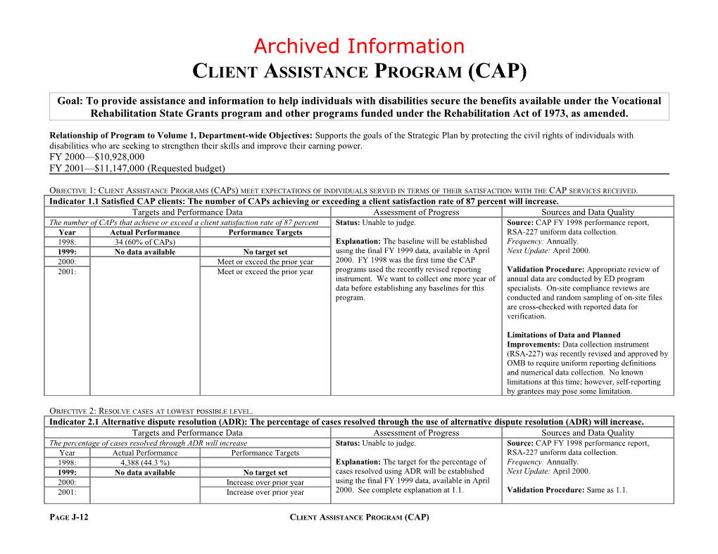 Archived: Client Assistance Program (CAP)