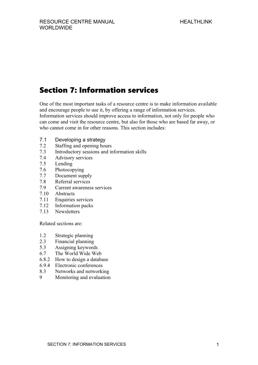 Section 7: Information Services - Resource Centre Manual