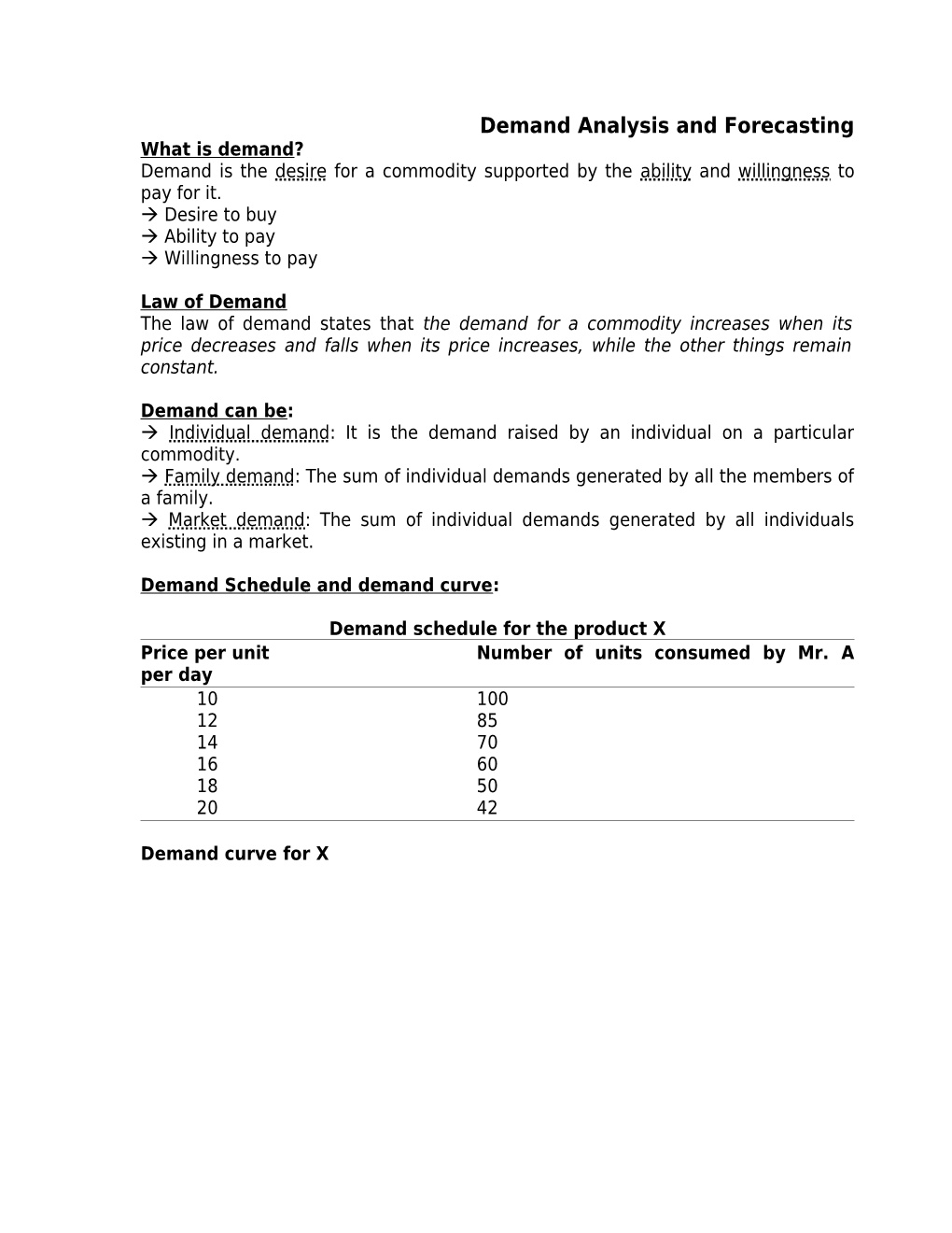 Demand Analysis and Forecasting