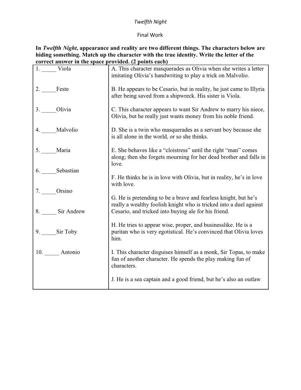 Part II: Circle the Letter of the Correct Answer. (2 Points Each)