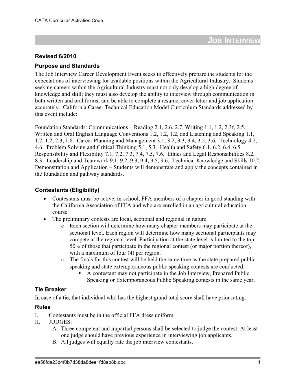 CATA Curricular Activities Codejob Interview