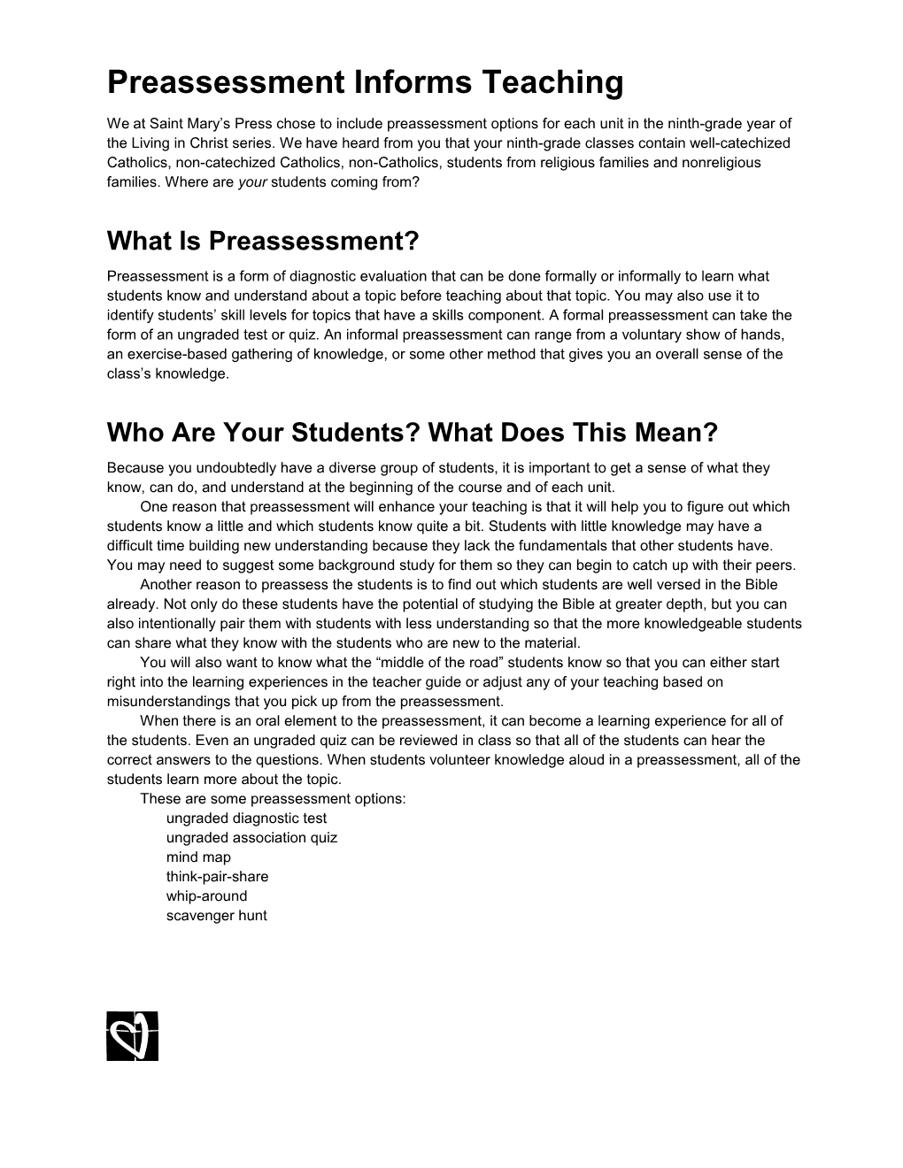 Preassessment Informs Teaching