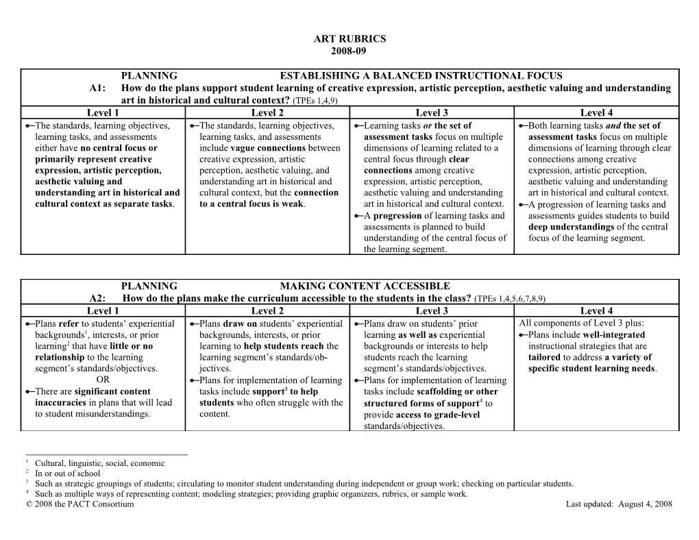 The Standards, Learning Objectives, Learning Tasks, and Assessments Include Vagueconnections